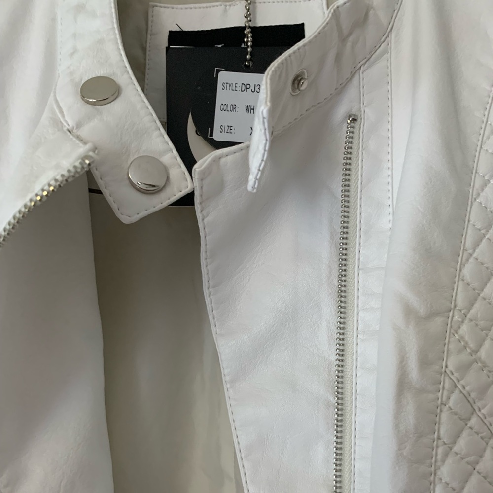 Coalition XL White Vegan Leather Jacket